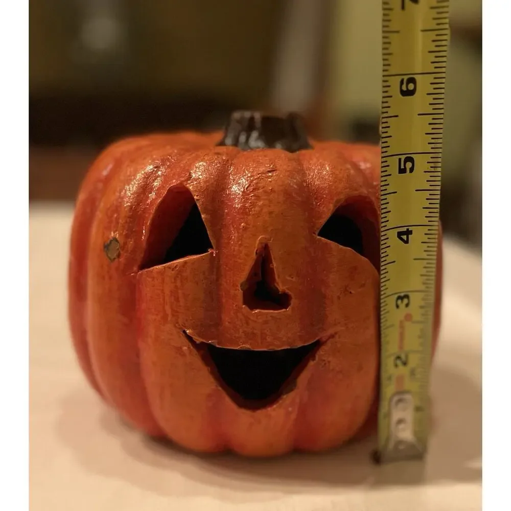Mexico Pottery Pumpkin Jack O Lantern Halloween Decor Heavy Pottery Vintage